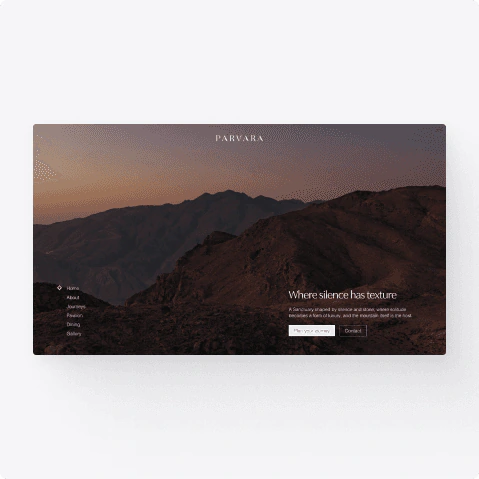 Parvara resort website hero